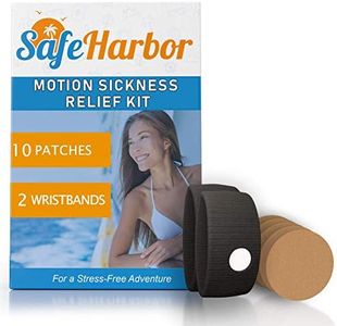 SafeHarbor Motion Sickness Relief and Anti Nausea Kit for Your Cruise Essentials | 2 Motion Sickness Bands 10 Natural + Herbal Relief Patches| Works for Children and Adults | Helpful E-Book Included