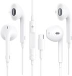 USB C Headphones for iPhone 15, 2 Pack-[MFI Certified] Type C wired earphones Earbuds with Microphone & Remote Noise Cancelling in-Ear Headset Control with iPhone 15 Pro, iPad Pro, Pixel, Galaxy S24