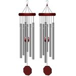 2 Pack Pgzsy Memorial Wind Chimes Outdoor Large Deep Tone, Elegant Sympathy Wind-Chime Personalized with 6 Tuned Tubes for Garden Patio Balcony and Home