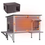 Aivituvin Cat House with Insulated Liner, Large Feral Cats Shelter, Weatherproof Cat Condos for Outdoor Indoor Cats (Cat house with Liner, Grey)