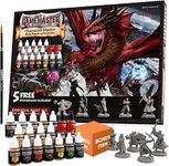 The Army Painter - DnD Paint Set Gamemaster Character with Precise Detail Hobby Brush 20 Warpaint 19x12 ml, 12 ml Brush-on Primer, 5 28mm Miniatures, Miniature Painting kit with Bonus Item