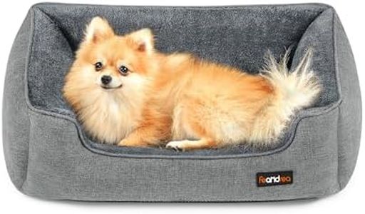 Feandrea PGW10GG Dog Bed Linen Look Dog Basket Raised Edges Non-Slip Backing Removable Washable Cover Medium for Small Dogs 70 x 55 x 21 cm Light Grey