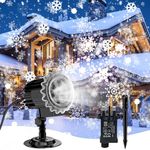 Auriostar Christmas Projector Lights Outdoor - LED Snowflake Projector Lights IP65 Waterproof, Moving Rotating Holiday Projection Lamp Decoration for Christmas Xmas Holiday, New Year, Party