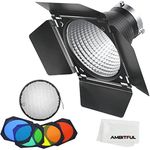 Godox 7 Inch Fish Scale Pattern Standard Reflector Diffuser + BD-04 Barn Door with Honeycomb Grid and 4 Colour Gel Filters