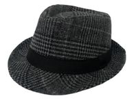 Zacharias Men's Cotton Blended Checkered Fedora Hat cf-08 (Dark Grey_Free Size) (Pack of 1)