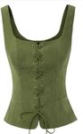 Scarlet Darkness Women's Suit Waistcoat Vest Vintage Steampunk Dressy Casual Vest Olive Green M