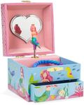 Jewelkeeper Mermaid Musical Jewelry Box - Underwater Design with Pullout Drawer - Mermaid Birthday Present, Girl Vanity Gift - Plays Over The Waves Tune - 4.25 x 4.75 x 3.5 inches