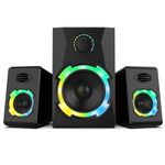 OROW Computer Speakers,18W PC Speakers with Subwoofer,Gaming Speakers with bass,Support SD&USB Play, 2.1 Multimedia Speakers System with RGB(S215&Black)