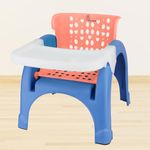 R for Rabbit Jelly Bean Chair 3 in 1 Multi-Functional Baby Study | Shampoo | Meal | Regular Kids Seating Chair with High Backrest for 1-8 Years Kid, Weight Capacity Upto 40Kgs (Orange Blue)