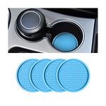 Car Cup Holder Coaster, 4 Pack 2.75 Inch Diameter Non-Slip Universal Insert Coaster, Durable, Suitable for Most Car Interior, Car Accessory for Women and Men (Blue)