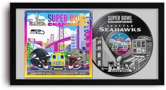 Seattle Seahawks Super Bowl 60 Champions Vinyl Album Framed Art Print, Official NFL Football Wall Decor, 14 x 26