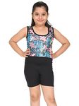 Girls Sleeveless One Piece Multicolor Flower Pattern Gymnastics Dance Unitard Bodysuit - 160