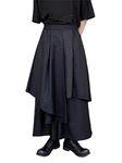 Men's Kendo Samurai Hakama Pants Uniform Costume Traditional Japanese Style Martial Arts Sportswear Irregular Hem Wide Leg Lounge Flowy Culottes Skirt Pants with Pockets Black