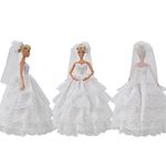 Fat-catz-copy-catz Quality Several Tiers Dolls sized Traditional White full Wedding Ball Gown Dress & Veil (doll not included)