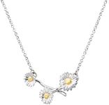 Lily Charmed - 925 Sterling Silver Daisy Chain Necklace with 18" Chain and 18ct Gold Plated Flower Bud