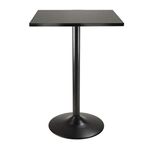 Winsome Wood Obsidian High Table Square Black MDF Top with Black Leg and Base