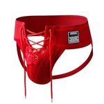 JOCKMAIL Men's Jockstrap Wide Belt Comfortable Thongs Jock Strap Athletic Supporter (CA/US, Alpha, Medium, Regular, Regular, new red)