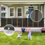 Retractable Baby Gates Extra Wide 150'', 35" Tall Upgraded Reinforced Extra Long Retractable Dog Gate for Stairs, Retractable Gate for Doorways, Stairs, Hallways, Indoor/Outdoor, Black