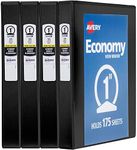 Avery Economy View 3 Ring Binders, Homeschool Supplies, Home Organization, 1" Round Rings, 4 Black Binders (05710)