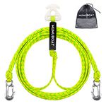 MUMUBOAT Boat Tow Harness for Tubing (1-4 Rider, 16 FT) Watersport Tow Rope Harness for Towing Towable Tube, Water Skier, Wakeboarder, Kneeboarder, Including Storage Bag (Green and Yellow)