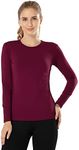 MANCYFIT Womens Thermal Tops Fleece Lined Shirt Long Sleeve Base Layer Burgundy Red Medium