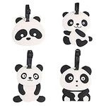 4 Pcs Luggage Tags, Lovely Panda Luggage Tags for Suitcases Travel Id Bag Tag Travel Accessories Name Address Tel Tag Travel Gifts for Men/Women