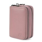 GADIEMKENSD Dual Zipper Card Wallet with RFID Blocking Huge Capacity Genuine Leather Travel Wallets Women Men Purse Accordion Card Holder Money Clip for Credit Cards Key Chain Changes Pink