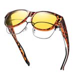 GEGURI Night Vision Driving Glasses Fit Over Glasses Women's Nighttime Eyewear Anti Glare Polarized with Yellow Lens