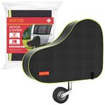 GADLANE Caravan Hitch Cover With Strap - Waterproof Tow Bar Cover, Universal Tow Hitch Cover 62cm x 90cm, Heavy Duty Nylon With Green Fluorescent Strip, For Most Caravans/Motorhomes/Trailers (Black)