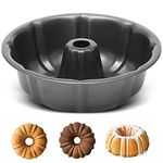 ARVINKEY Fluted Ring Cake Tin, Nonstick & Leakproof Carbon Steel Round Cake Pan Tray, 24cm/9.45in Baking Moulding Tin for Baking Cake Bread, Black