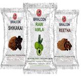 BRALCON Organic Raw Reetha, Amla, Shikakai Combo Pack- 300g(100g x 3 Pack)|100% Natural Whole Dried Soap pod, aritha nut, Sukha Awla for Hair & Skin