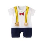 Bold N Elegant Bow Tie Cute Print Newborn Baby Party Rompers Jumpsuit Baby Onesie Bodysuit for Infant Toddler Boy Girl Little Kids (0-3 Months, Teddy Red Bow)