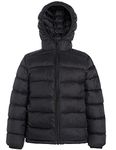 CECORC Winter Coats for Kids with Hoods (Padded) Light Puffer Jacket for Outdoor Warmth, Travel, Snow Play | Girls, Boys (Black, L (10))