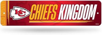 Rico Industries NFL Football Kansas City Chiefs Metal Street Sign 4" x 15" Home Décor - Bedroom - Office - Man Cave