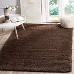 Carpetify Square Shaggy Carpet Plain Fur Rugs Home and Office 6x6 Feet Soft Handmade Shags Microfiber 2 Inch Pile Height Coffee Color