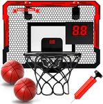 EPPO Basketball Hoop Indoor for Kids 16.5" X 12.5" - Automatic Scoring Basketball Hoop Mini Basketball Hoop for Door with 2 Balls，Basketball Toy for Kids Boys Teens， A Basketball Lover as Gift