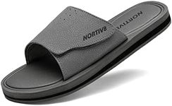 NORTIV 8 Men's Slide Sandals Memory Foam Comfort Lightweight Beach Shoes Grey Size 8 M US Fusion