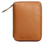 DailyObjects Check-In Travel Passport Wallet Cover for Men and Women | Passport Cover with Zip Around Closure made of Vegan Leather | Passport Holder with Credit Debit Card Slots - Tan