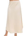 MANCYFIT Long Half Slip for Women Under Dress Satin Slip Skirt Extenders 36" Maxi Underskirt Nude Medium