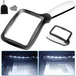 Magnifying Glass With Light 5 LEDs Large Handheld Folding Reading Magnifier 3X Magnification with 2 Dimming Modes Ideal for Reading Small Prints, Book, Low Vision, Read Easily at Night