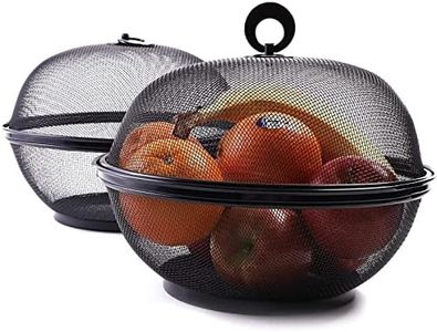 2 Pack Black Mesh Fruit Baskets with Lids for Fruits, Restaurant Kitchen Produce Containers (10 In)