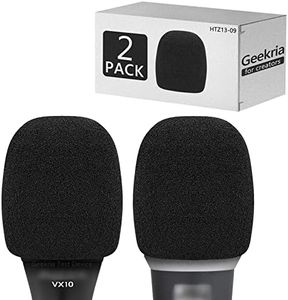 Geekria for Creators Foam Windscreen for 1.6'' Diameter Microphones, Antipop Foam Cover, Mic Wind Cover, Sponge Foam Filter Compatible with Bietrun WXM09, WXM21, Behringer XM8500 (Black / 2 Pack)