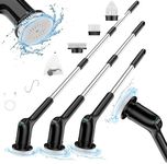 Electric Spin Scrubber, Upgraded Bathroom Cleaning Brush IPX7 Waterproof with 2 Speeds(Up to 450 RPM), 3 Replaceable Brush Heads & 53’’ Adjustable Handle Perfect for Bathroom, Tub, and Floor