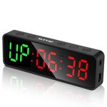 Update Portable Gym Workout Timer, Fitness Clock with The Rubber Case and Built-in Magnetic Spine, Large LED Digital Anti Vertigo Display, for Home Garage Schools (Black)