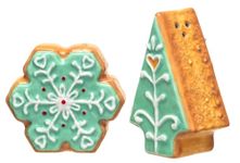 The Bridge Collection Frosted Sugar Cookies Christmas Salt and Pepper Shaker Set - 2 Piece Set of Iced Snowflake & Christmas Tree Cokie Salt & Pepper Shakers