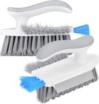 SHUTTLE ART Floor Scrub Brush, 4 in 1 Bathroom Cleaning Brushes, Scrubbing Brush with Comfort Handle, Grout Cleaning Scrubber for Kitchen, Tile Joint, Bath, Sink, Window (White)