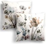 KKVEE Flower Throw Pillow Covers 18x18 Set of 2, Flowers Pillow Cushion Cases, Modern Decorative Square Pillowcases for Sofa Couch Bedroom Living Room Car