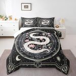 Teens Snake Pattern Comforter Set Double Size,Boho Sun Moon Bedding Set for Kids Boys Girls Bedroom Decoration,Pink Peach Blossom Bed Duvet Insert,Starry Sky Comforter with 2 Pillowcases