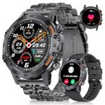 FOXBOX Smart Watch for Men, 1.39" Military Smartwatch with SpO2, Sleep Monitor, 24H Heart Rate, Tactical Fitness Watch, 100+ Sports, IP67 Waterproof, Make/Answer Call, 400 mAh, 300+ Watch Face, Black