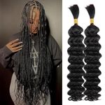 Double Drawn Human Hair Extensions For Braiding Human Hair Braiding Hair For Micro Braids 20 Inch Human Hair Bulks For Braiding No Weft Same Thick From Root To Ends Braids Deep Wave 1b 100g（50g x 2）